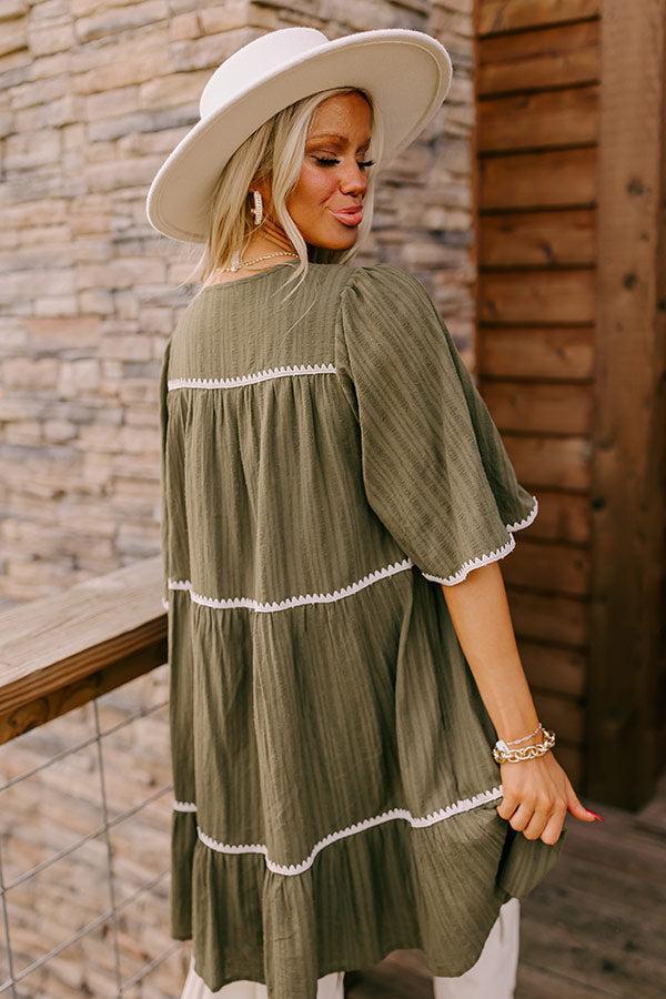 Simply Lovely Tiered Mini Dress in Olive Product Image