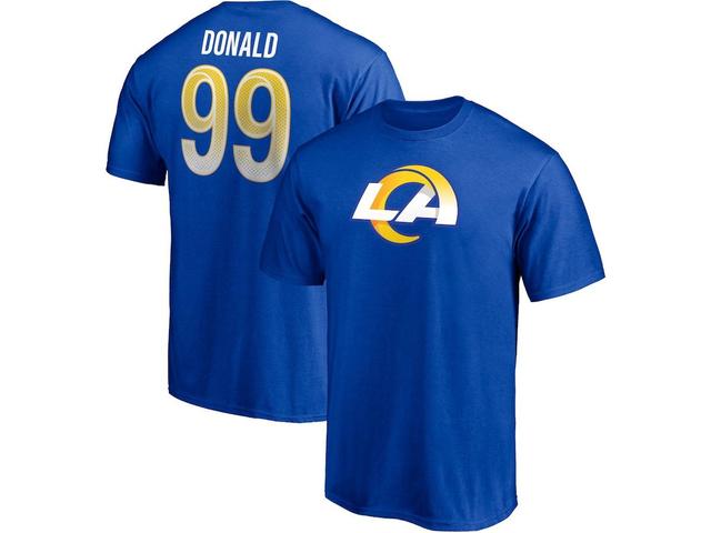 Mens Fanatics Branded Aaron Donald Royal Los Angeles Rams Player Icon Name & Number T-Shirt Product Image