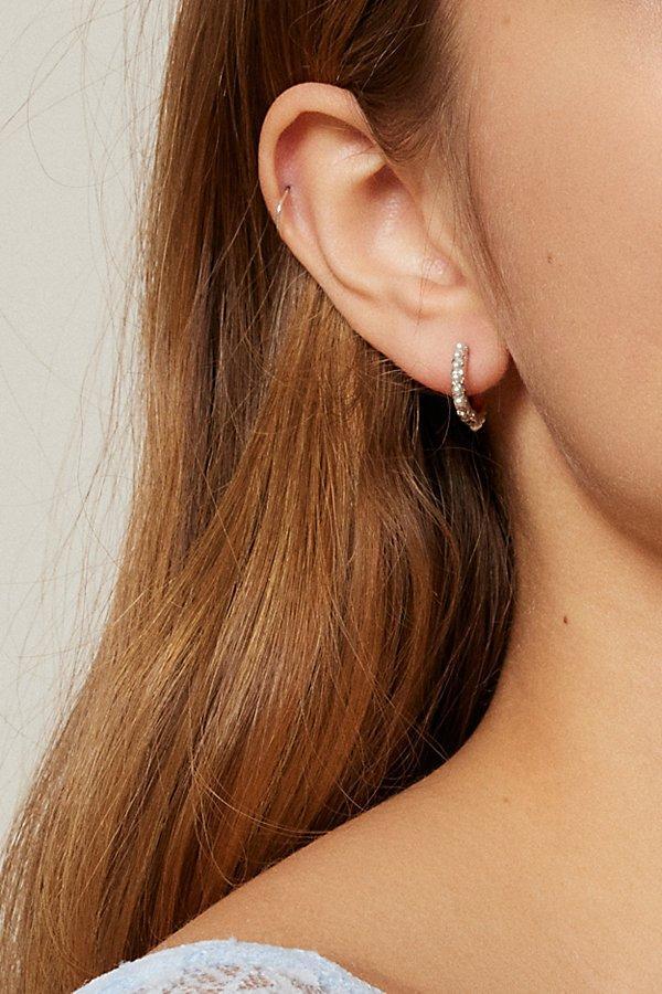 Urban Outfitters 14k Gold & White Gold Plated Pearl Hoop Earring Womens at Urban Outfitters Product Image