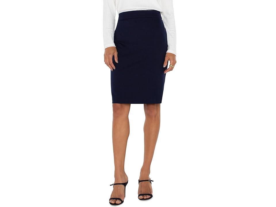 Liverpool Los Angeles Pencil Skirt With Back Vent Mid Rise Super Stretch Ponte (Cadet ) Women's Skirt Product Image