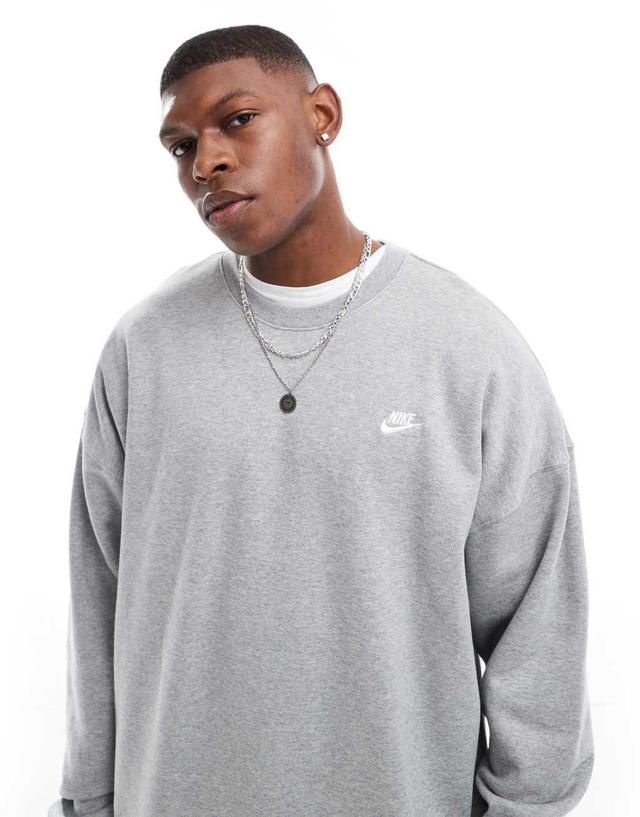 Nike Club french terry oversized sweatshirt in gray Product Image