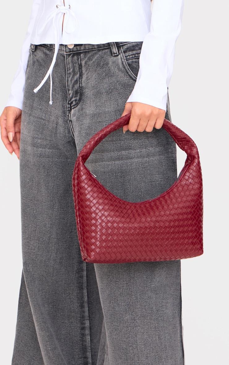 Burgundy Pu Weave Handbag product image