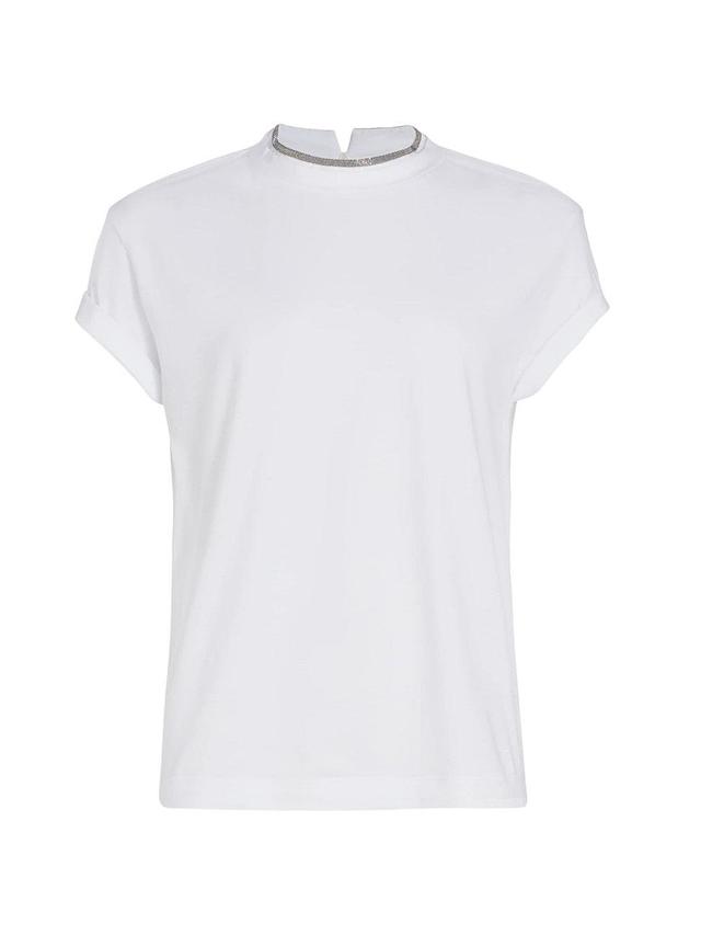 Womens Stretch Cotton Monili Trim T-Shirt Product Image