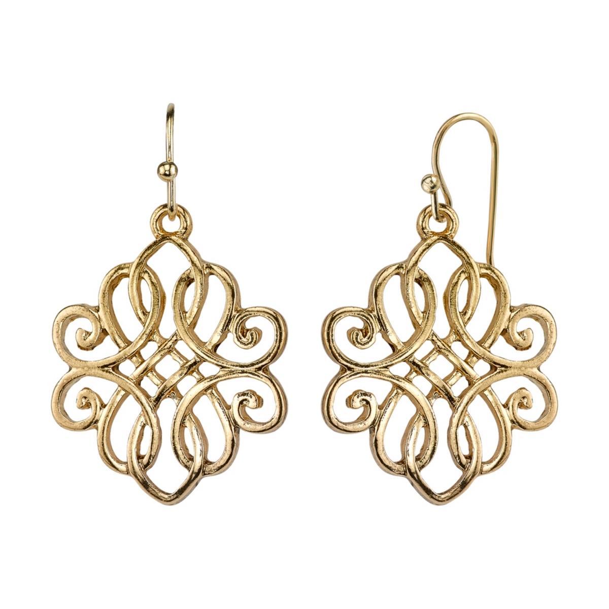 1928 Filigree Double Teardrop Earrings, Womens, Yellow Product Image