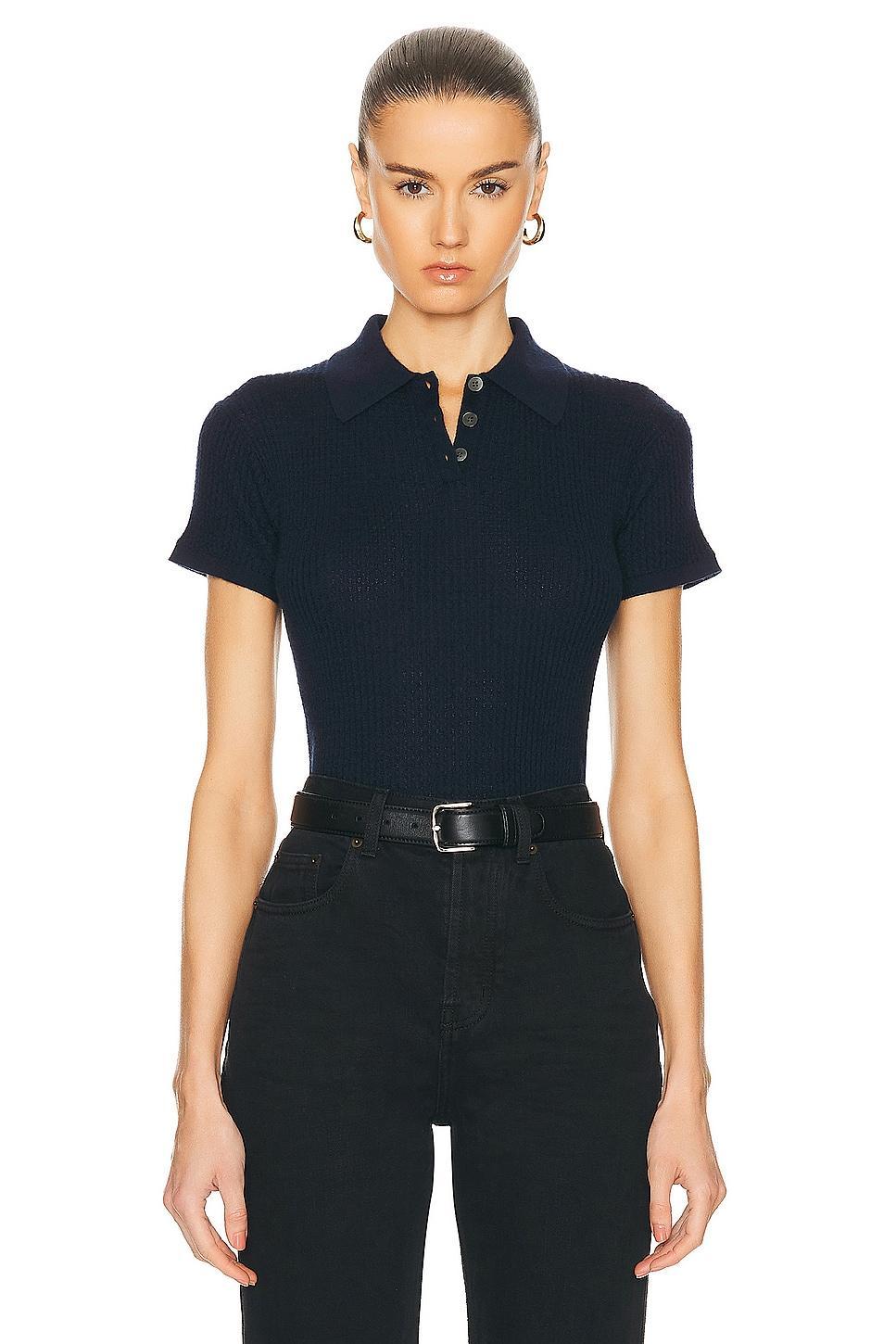 Guest In Residence Shrunken Polo Top Black. (also in XL). Product Image