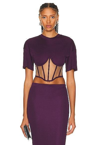 RTA Short Sleeve Corset Top in Purple Product Image