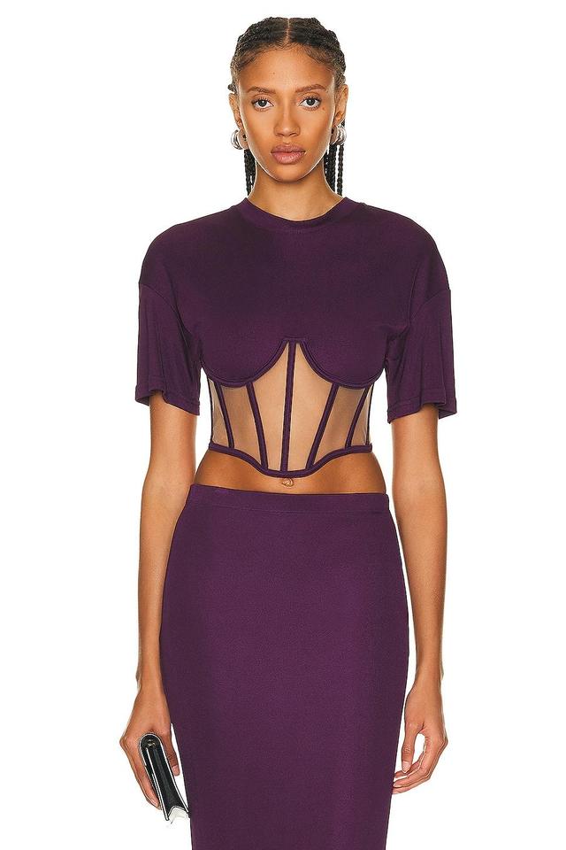 RTA Short Sleeve Corset Top in Purple Product Image