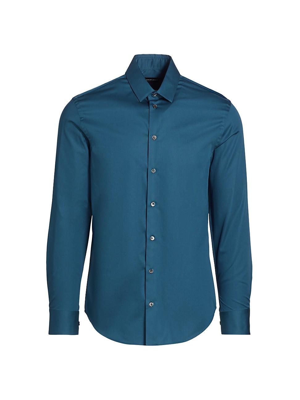 Mens Solid Cotton Sport Shirt Product Image