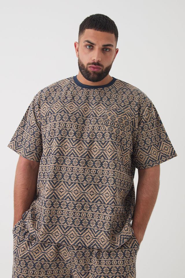 Plus Oversized Jacquard Abstract T-shirt | boohooMAN USA Product Image