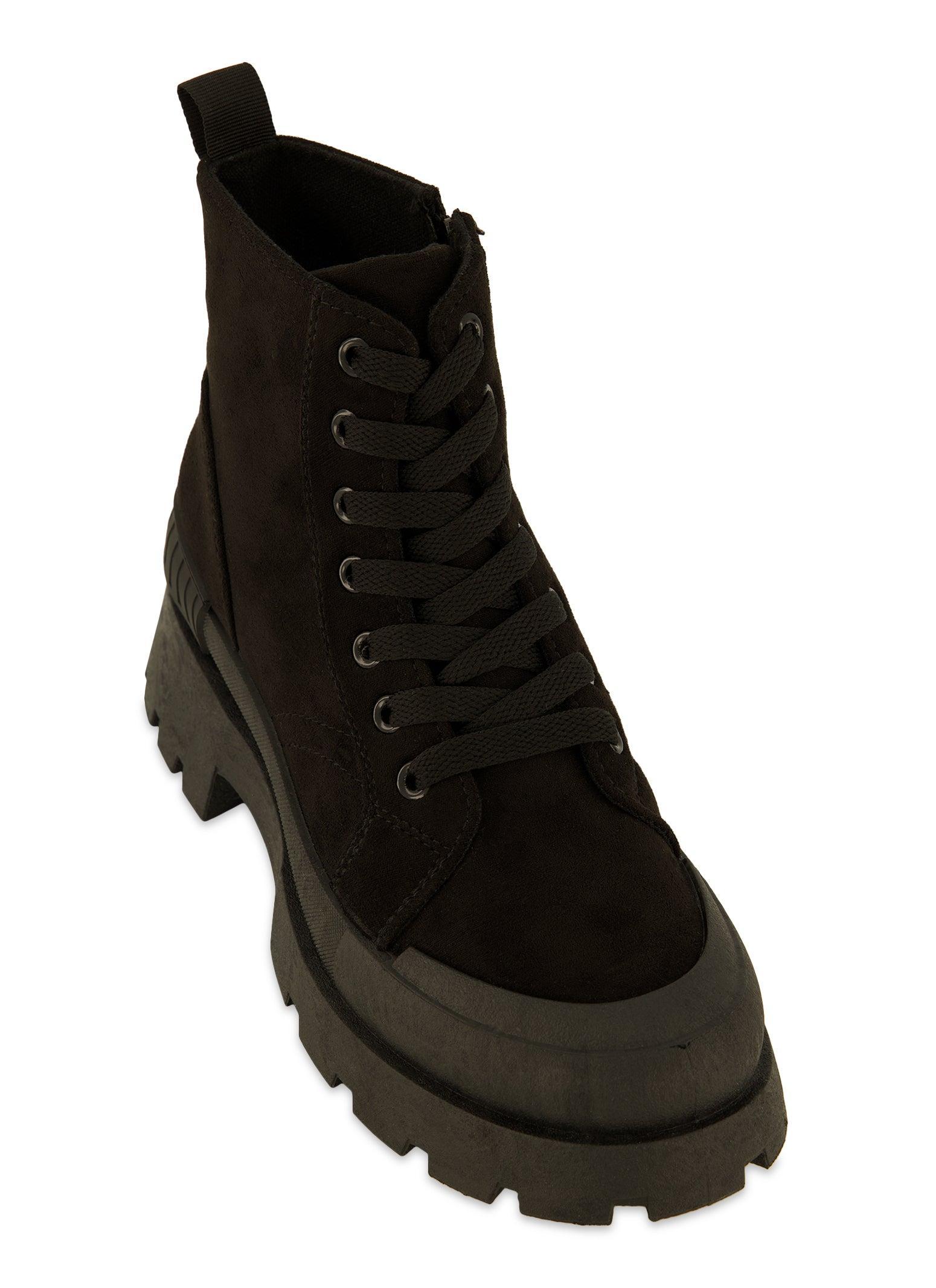 Womens Canvas Cap Toe Detail Combat Boots Product Image