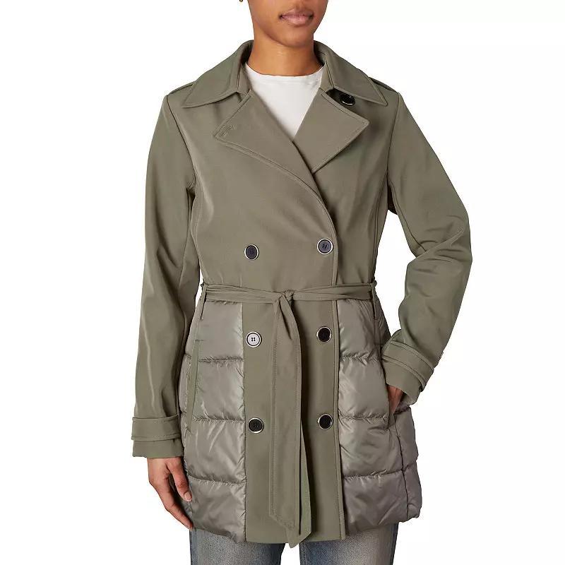 Womens Nicole Miller Soft Shell Lower Body Puffer Trench Coat Product Image