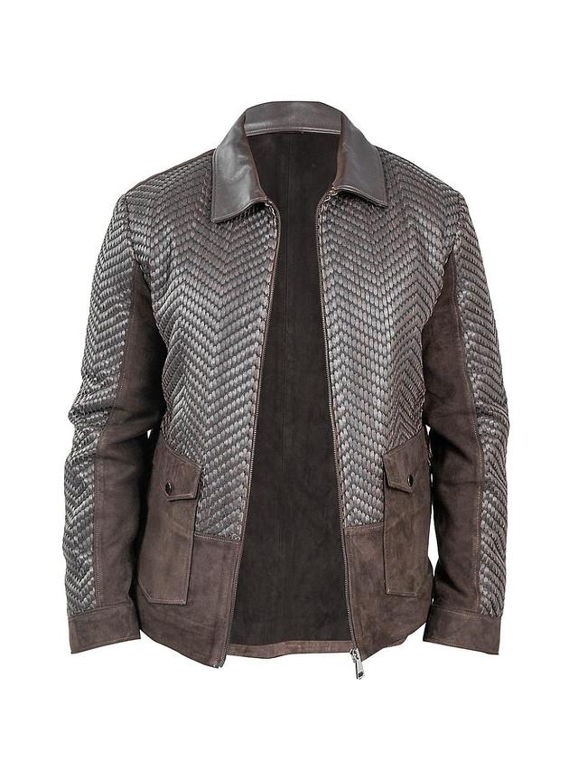 Mens Leather Suede Knit Jacket Product Image