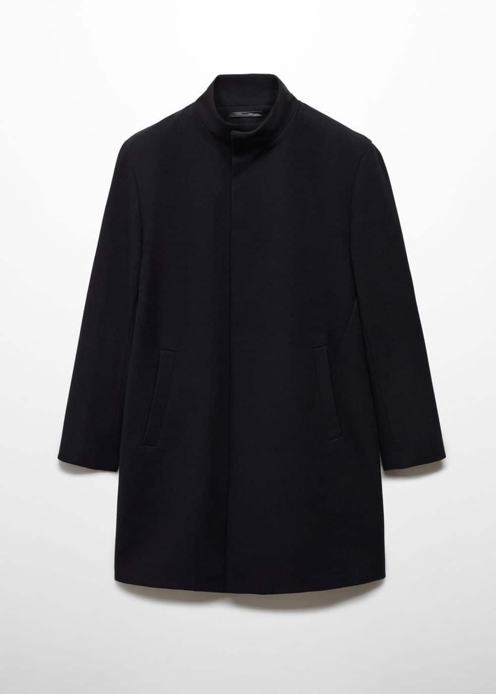 MANGO MAN - Wool funnel neck coat dark navyMen Product Image