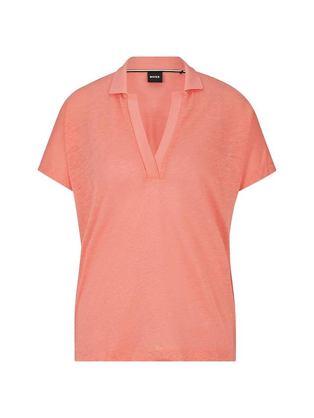 Womens Linen-Blend Top with Johnny Collar Product Image