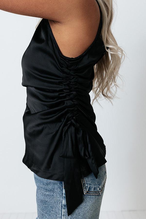 Renegade Ruched Satin Top In Black Product Image