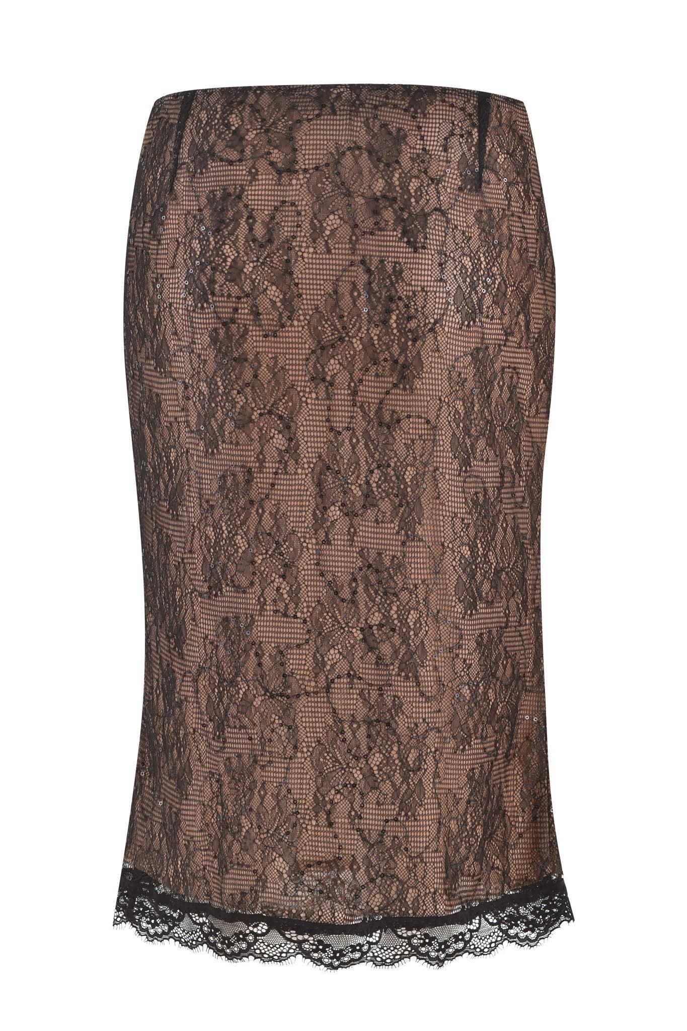 BIJOU MIDI SKIRT - BLACK : LACE Product Image