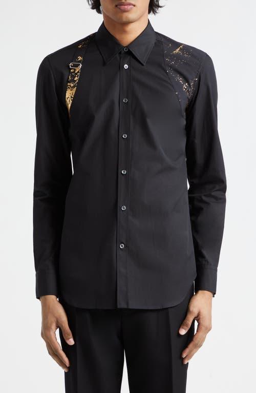 Alexander McQueen Harness Fold Print Cotton Poplin Button-Up Shirt Product Image