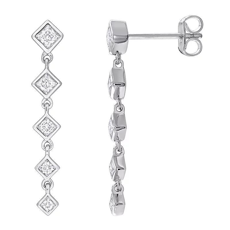 Stella Grace Sterling Silver 5/8 Carat T.W. Lab-Created Moissanite Journey Earrings, Womens Product Image