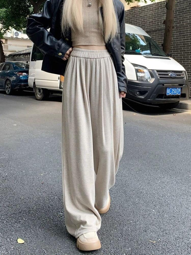 Elastic Waist Wide Leg Pants Product Image