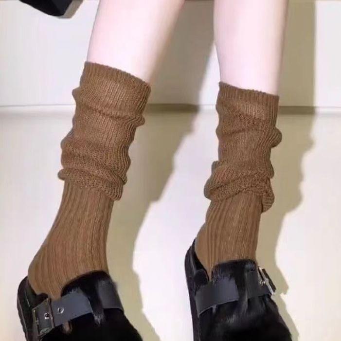 Plain Ribbed Knee High Socks Product Image