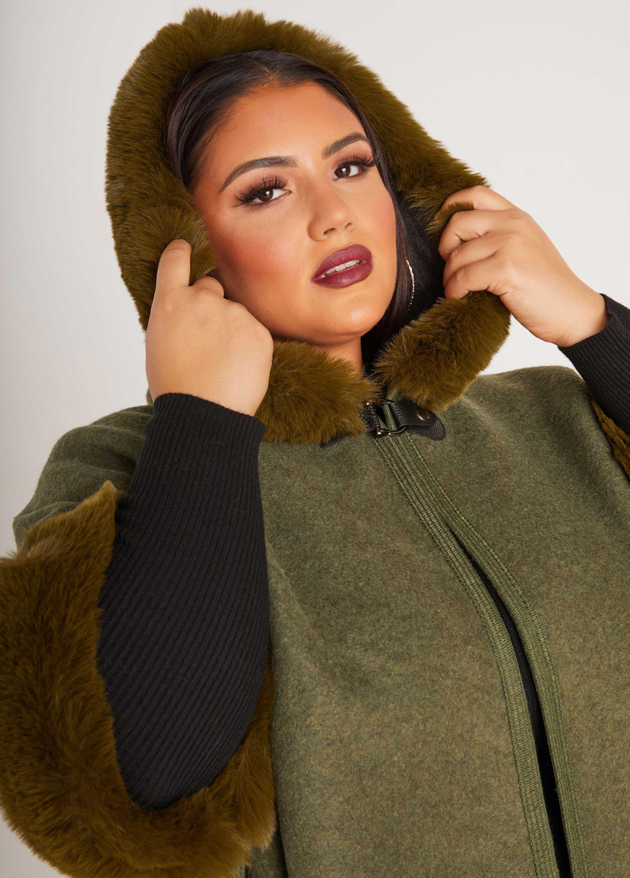 Faux Fur Trimmed Poncho Product Image