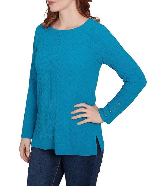 Ruby Rd. Petite Size Chenille Knit Scoop Neck Long Sleeve Sweater Product Image