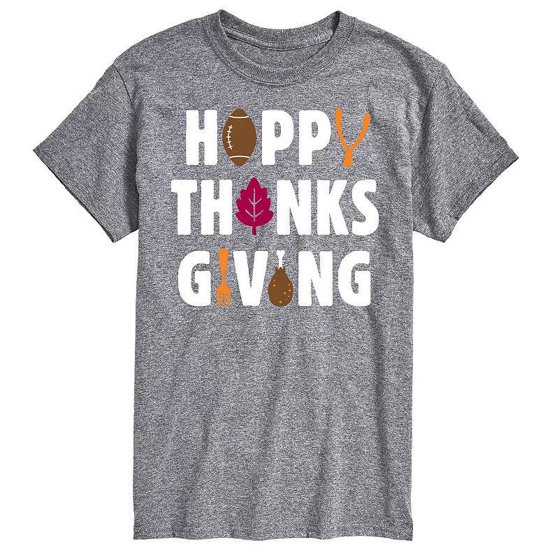 Mens Happy Thanksgiving Icons Graphic Tee Blue Product Image