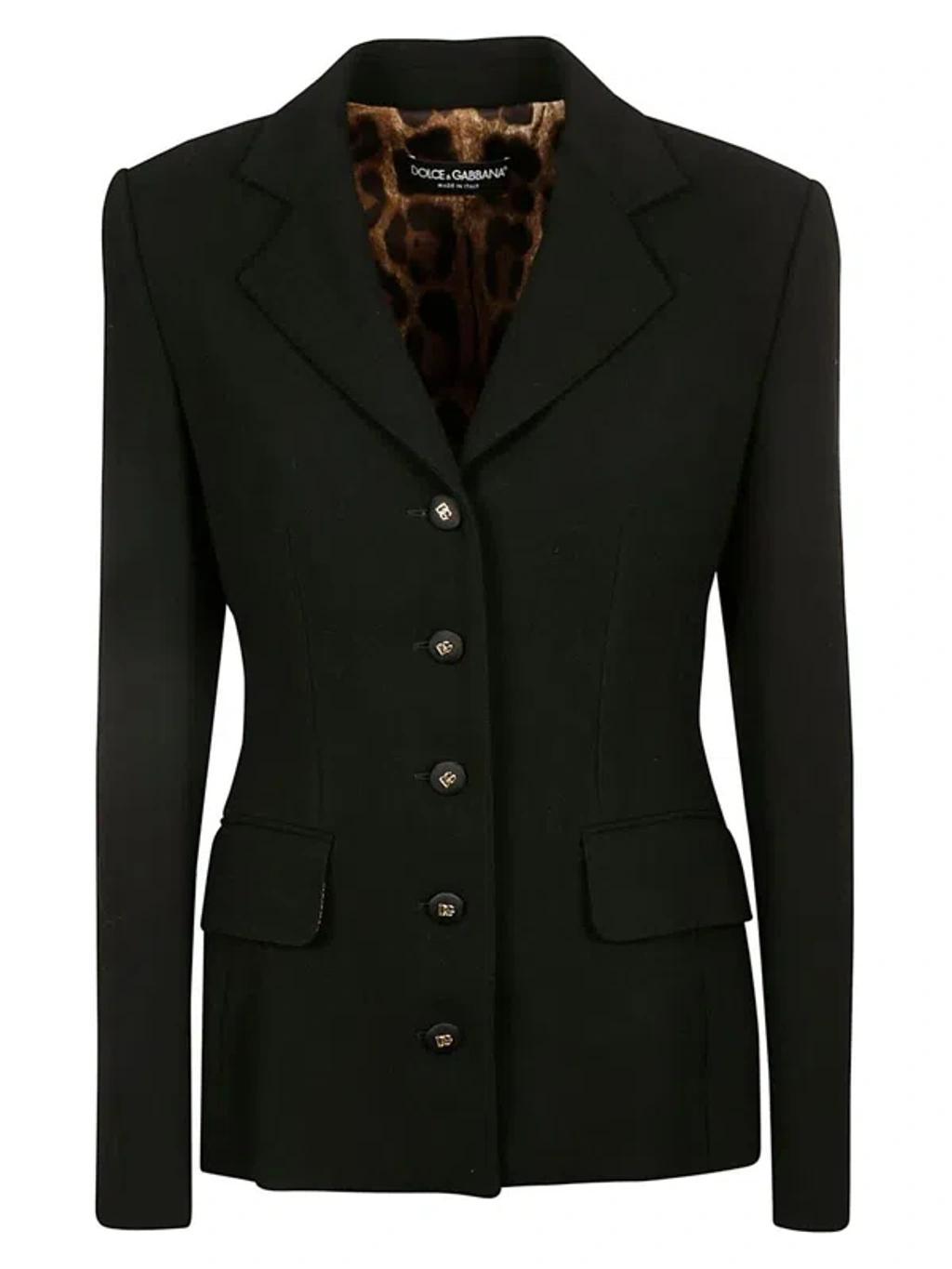 Button-front Blazer In Black Product Image