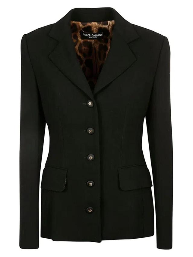 Button-front Blazer In Black Product Image