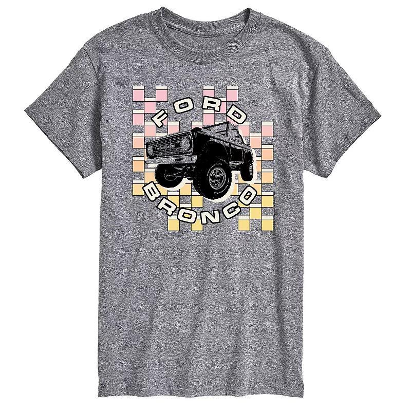 Mens Ford Bronco Checkered Graphic Tee Grey Gray Product Image