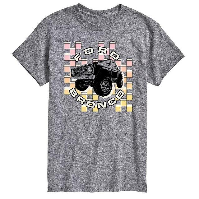 Mens Ford Bronco Checkered Graphic Tee Grey Gray Product Image