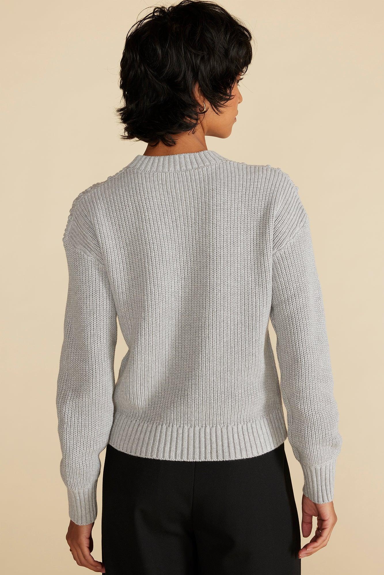 Madella Pom Pom Organic Cotton Sweater - Heather Grey Product Image