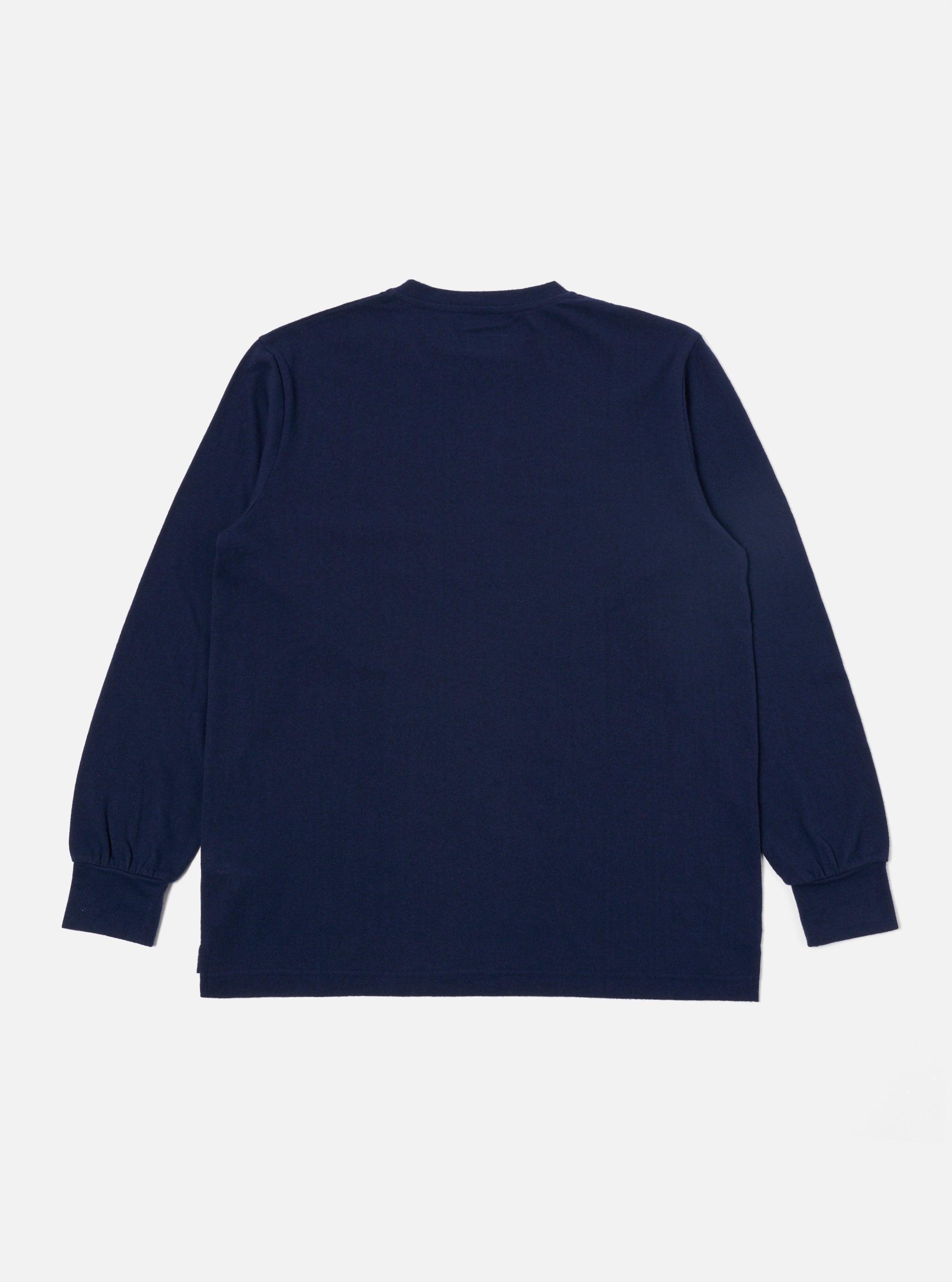 Universal Works Loose L/S Tee in Navy Recycled Wool Mix Product Image