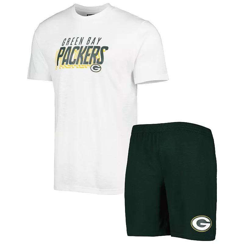 Mens Concepts Sport /White Bay Packers Downfield T-Shirt & Shorts Sleep Set Product Image