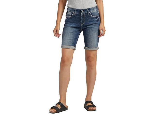 Silver Jeans Co. Elyse Mid-Rise Bermuda Shorts L53015EAE397 (Indigo) Women's Shorts Product Image