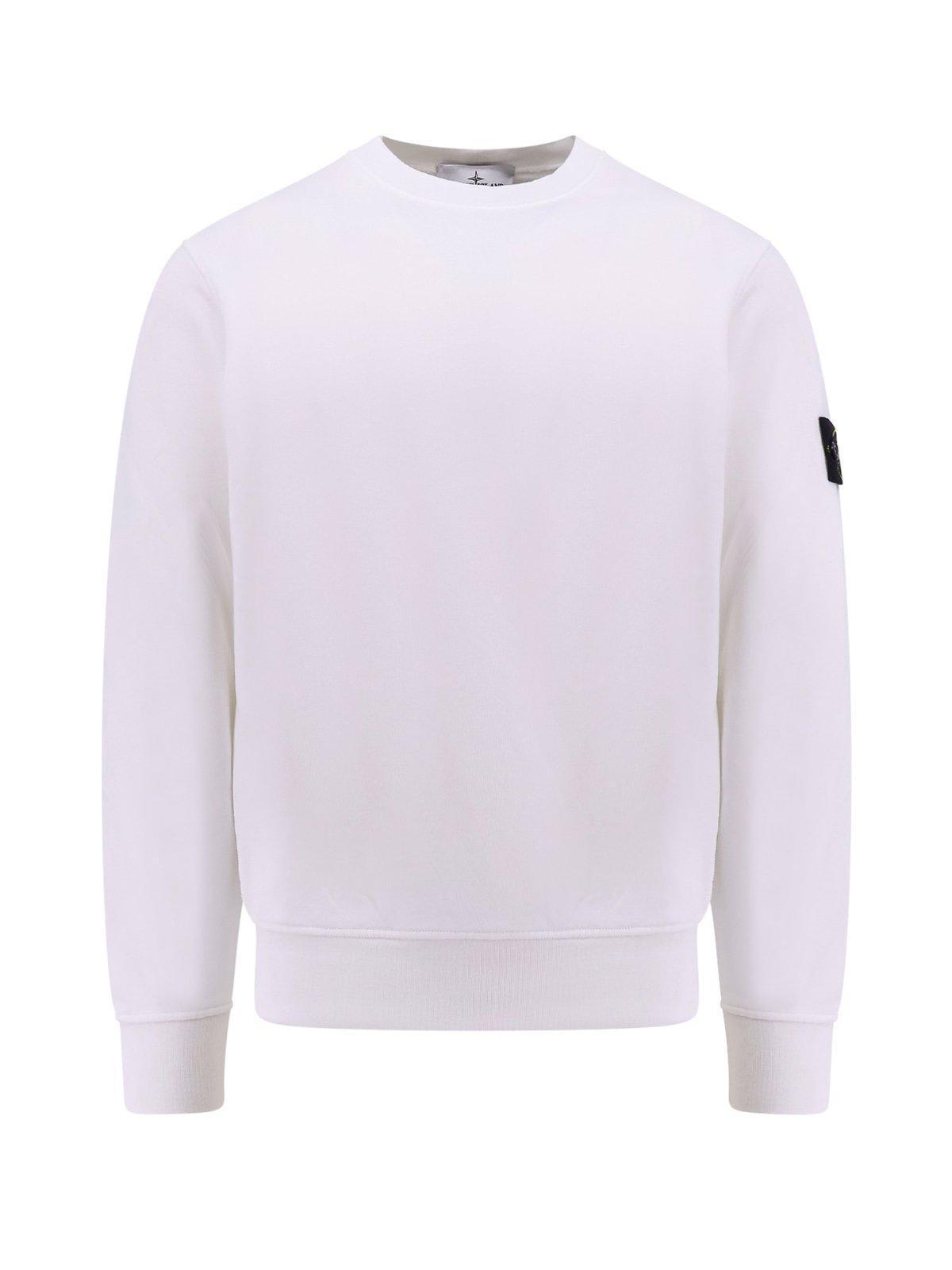 STONE ISLAND Compass Patch Crewneck Sweatshirt In White Product Image