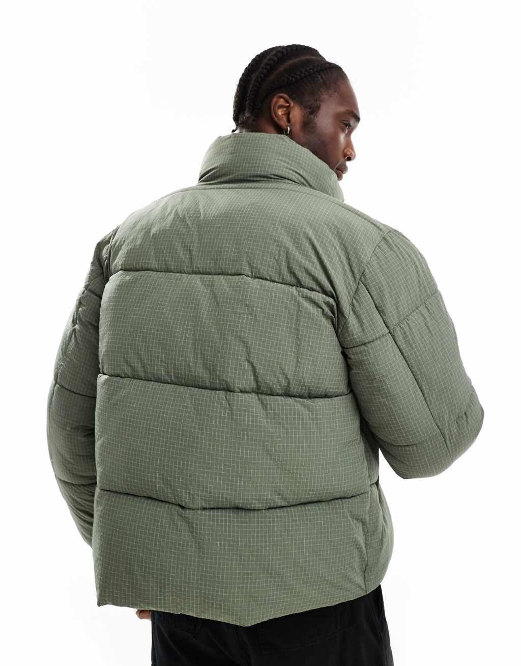 COLLUSION funnel neck ripstop padded puffer jacket in khaki Product Image