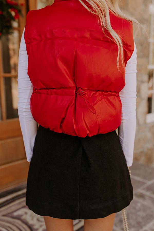 Urban Outing Faux Leather Puffer Vest in Red Product Image