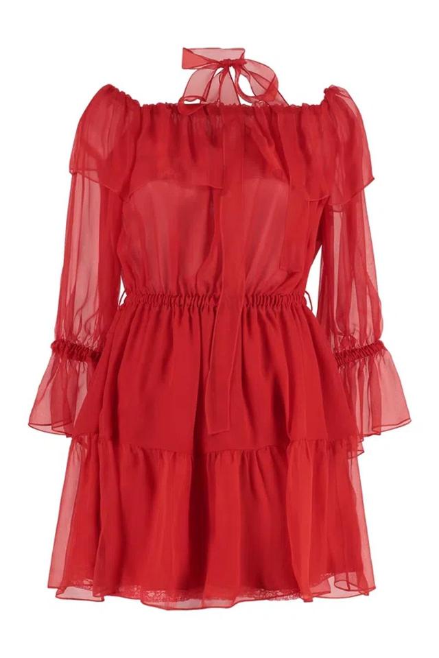 Silk Chiffon Dress In Red Product Image