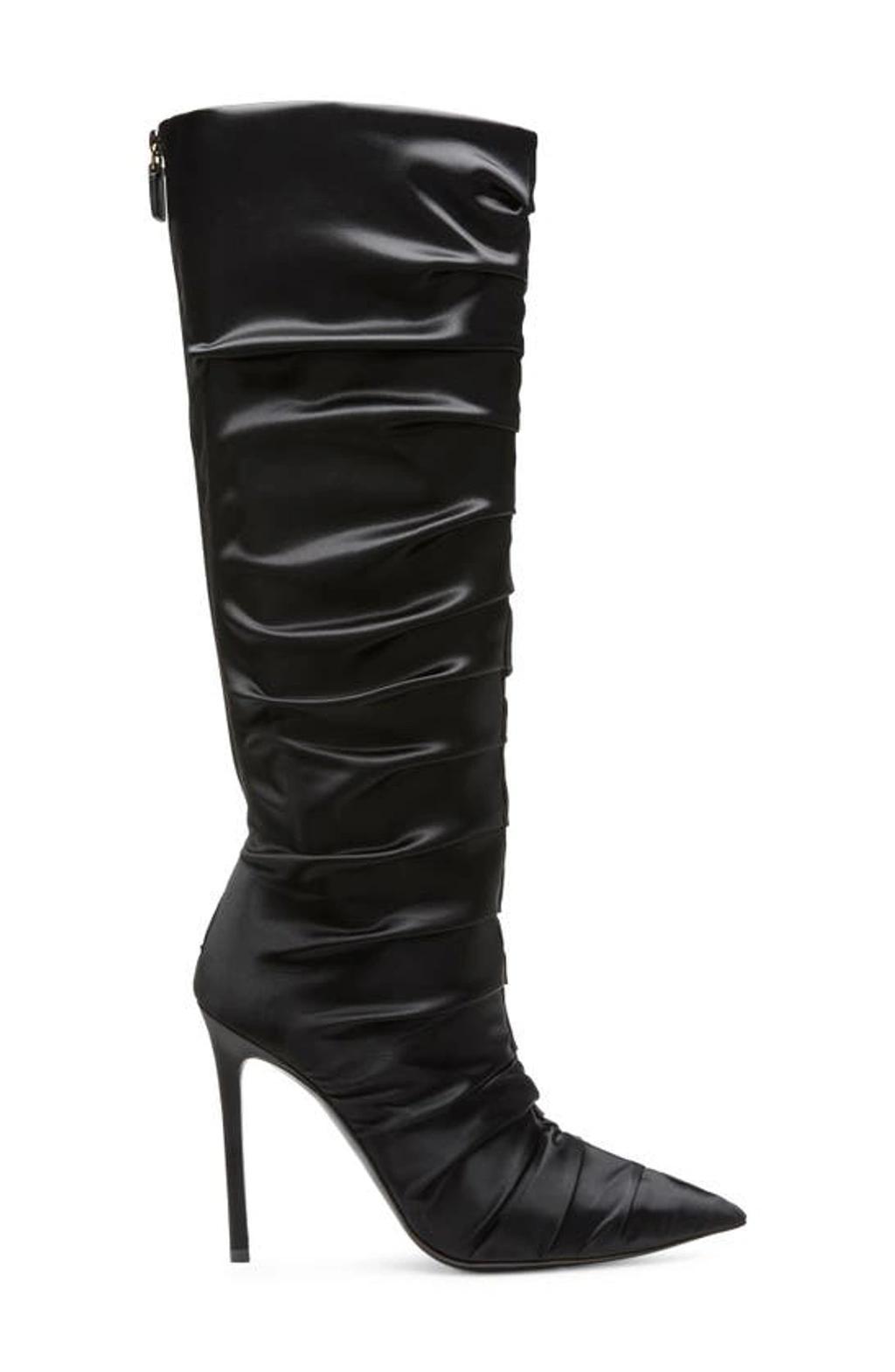 STUART WEITZMAN Stuart Ruche 100 Satin Tall Boots In Black Product Image