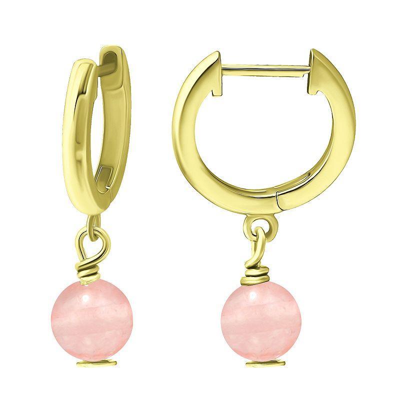 Aleure Precioso Sterling Silver Gemstone Bead Huggie Earrings, Womens, Pink Product Image