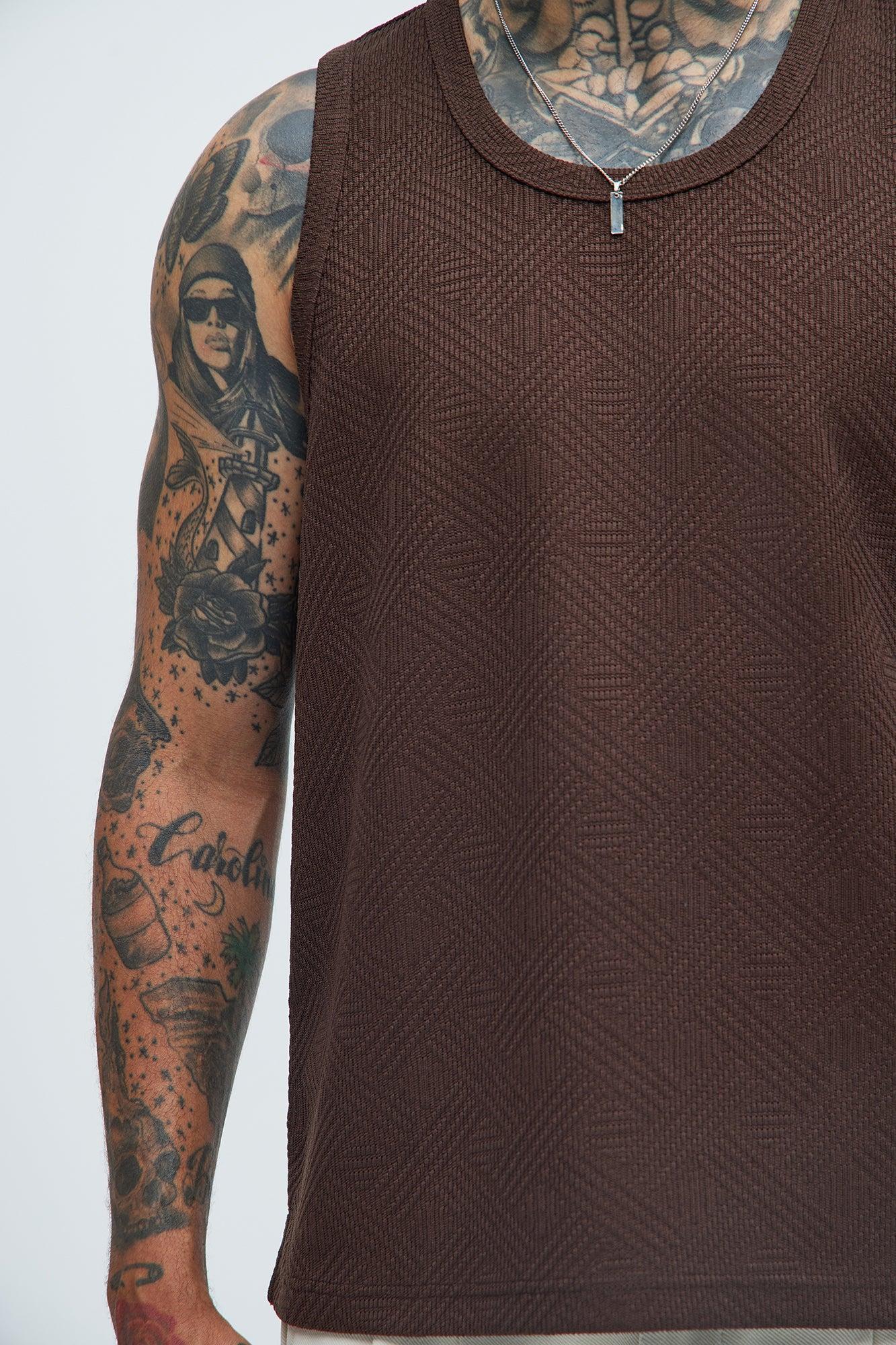 Burley Geo Textured Relaxed Tank - Brown Product Image