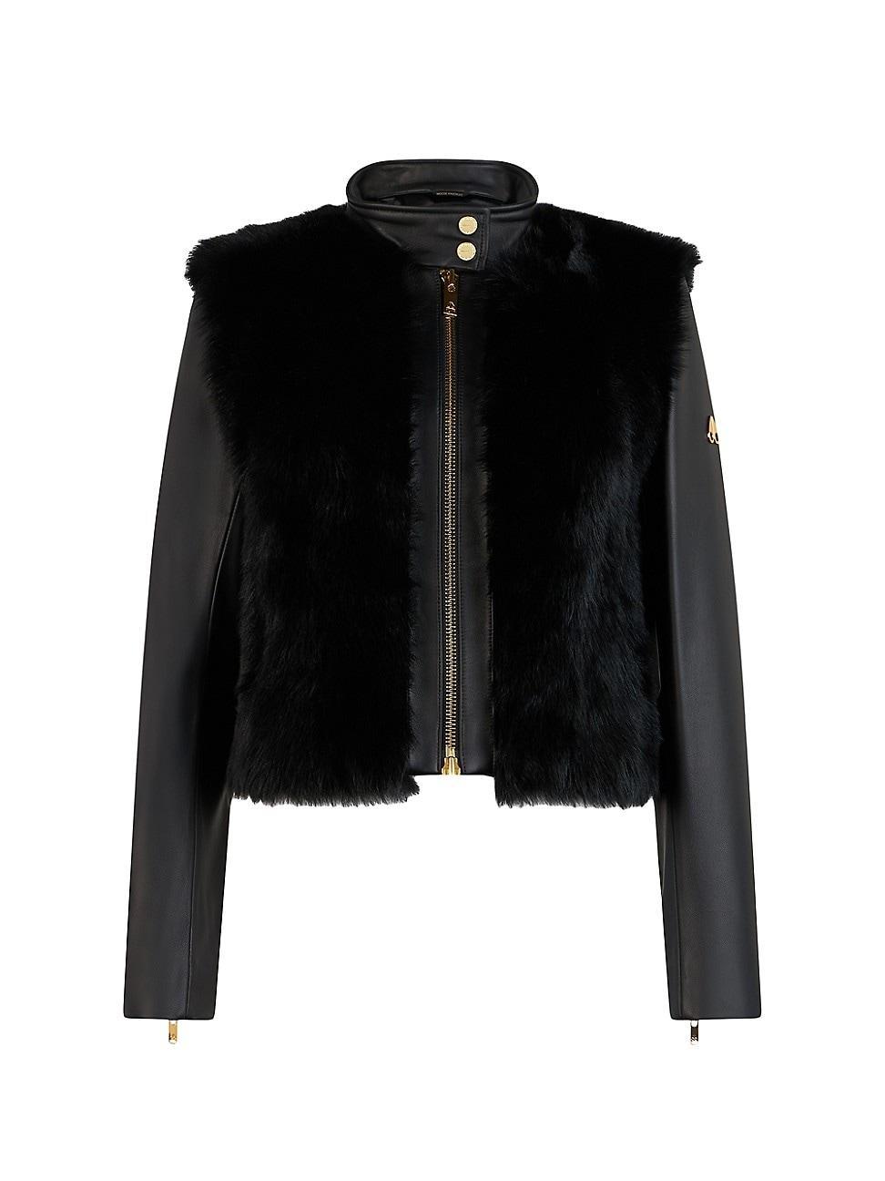 Womens Luna Leather & Shearling Jacket Product Image