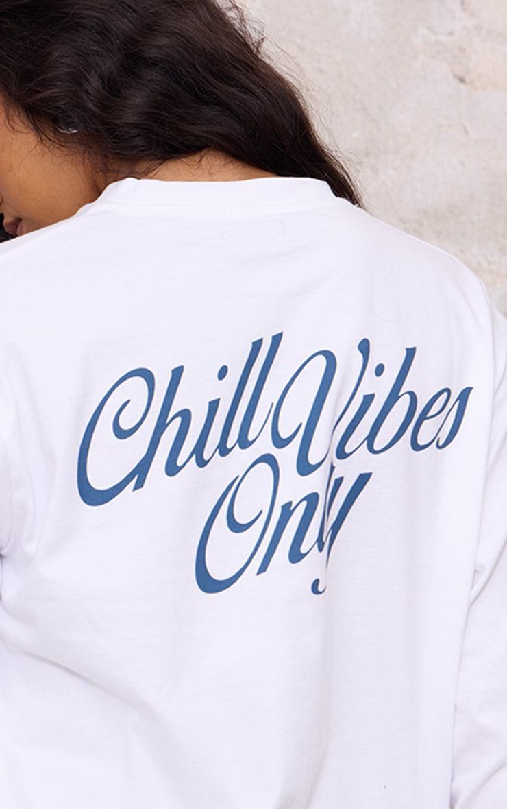 White Chill Vibes Long Sleeve Top Product Image