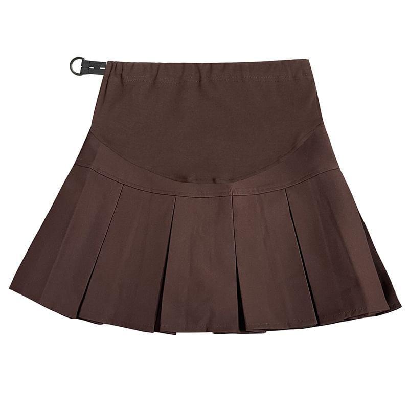 Maternity Plain Mini Pleated Skirt Product Image