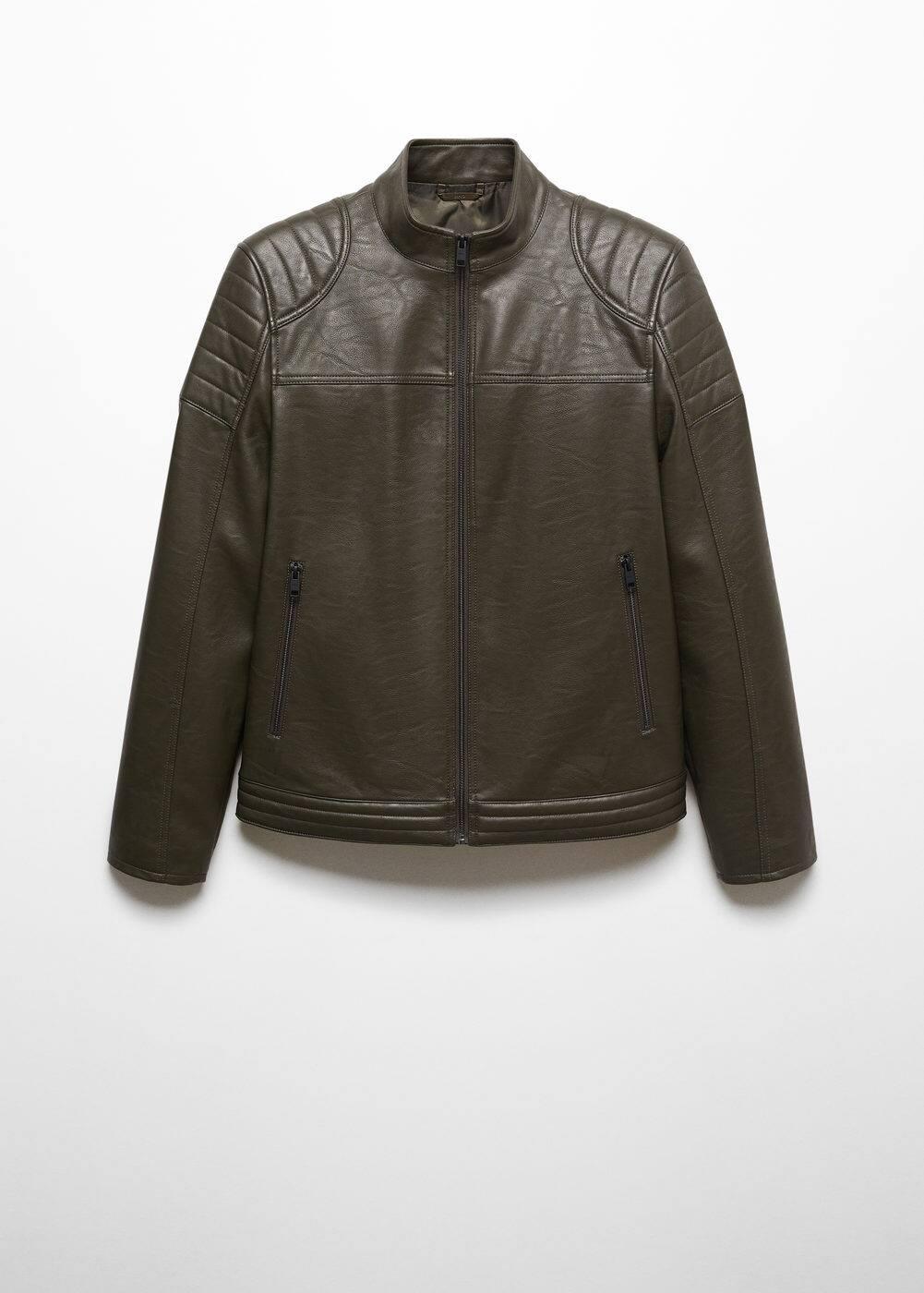 MANGO MAN - Nappa leather-effect jacket khakiMen Product Image