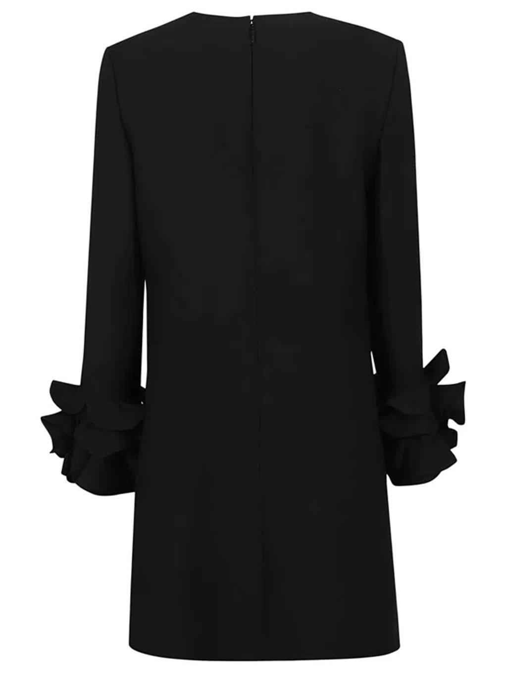 VALENTINO Ruffle-cuffs Mini Dress In Black Product Image