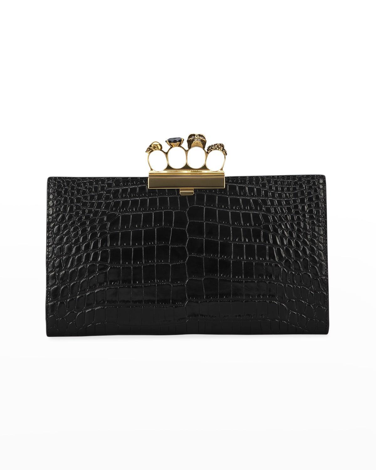 Alexander McQueen Croc Embossed Leather Knuckle Clutch Product Image