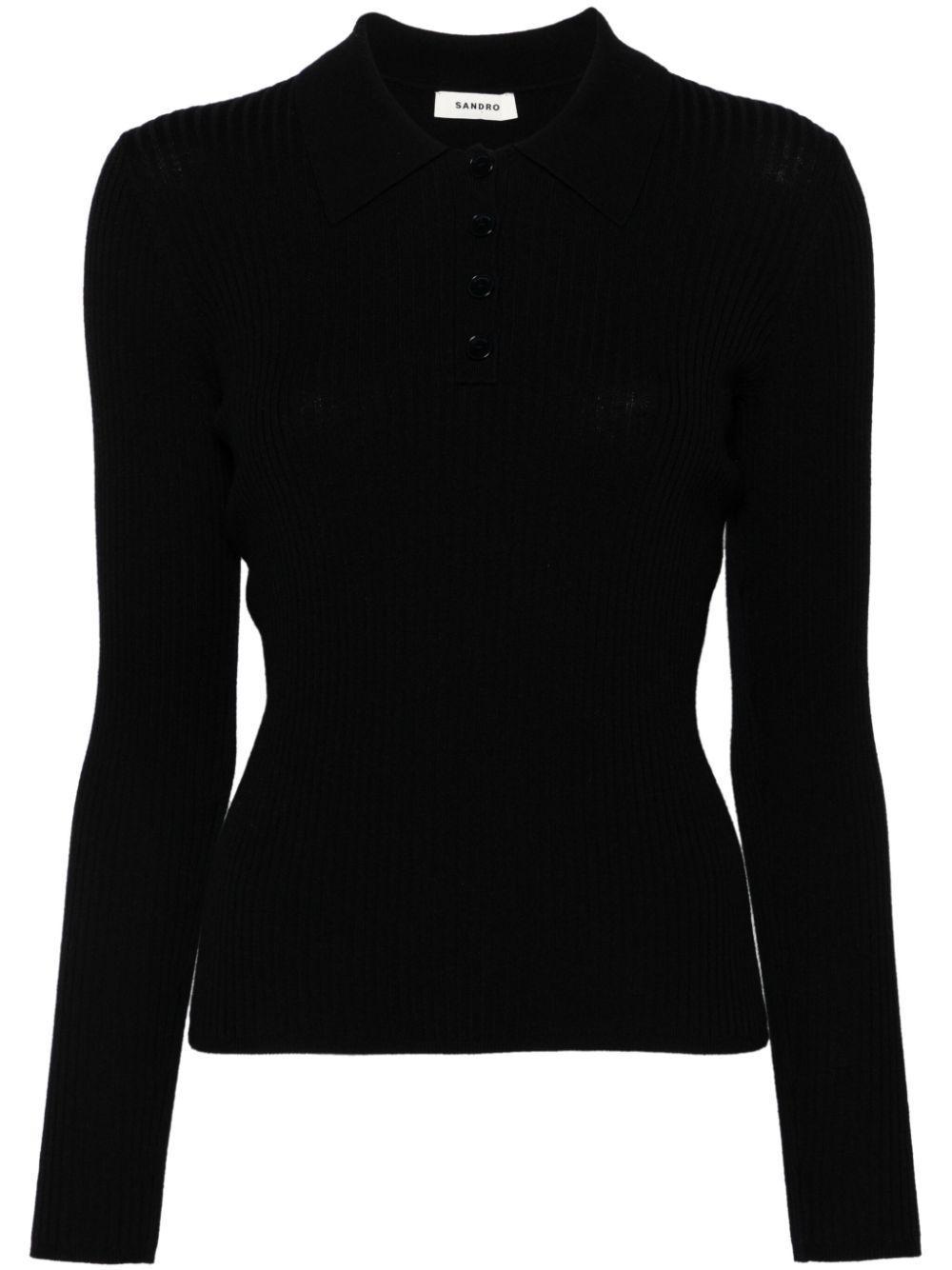 ribbed-knit polo top product image