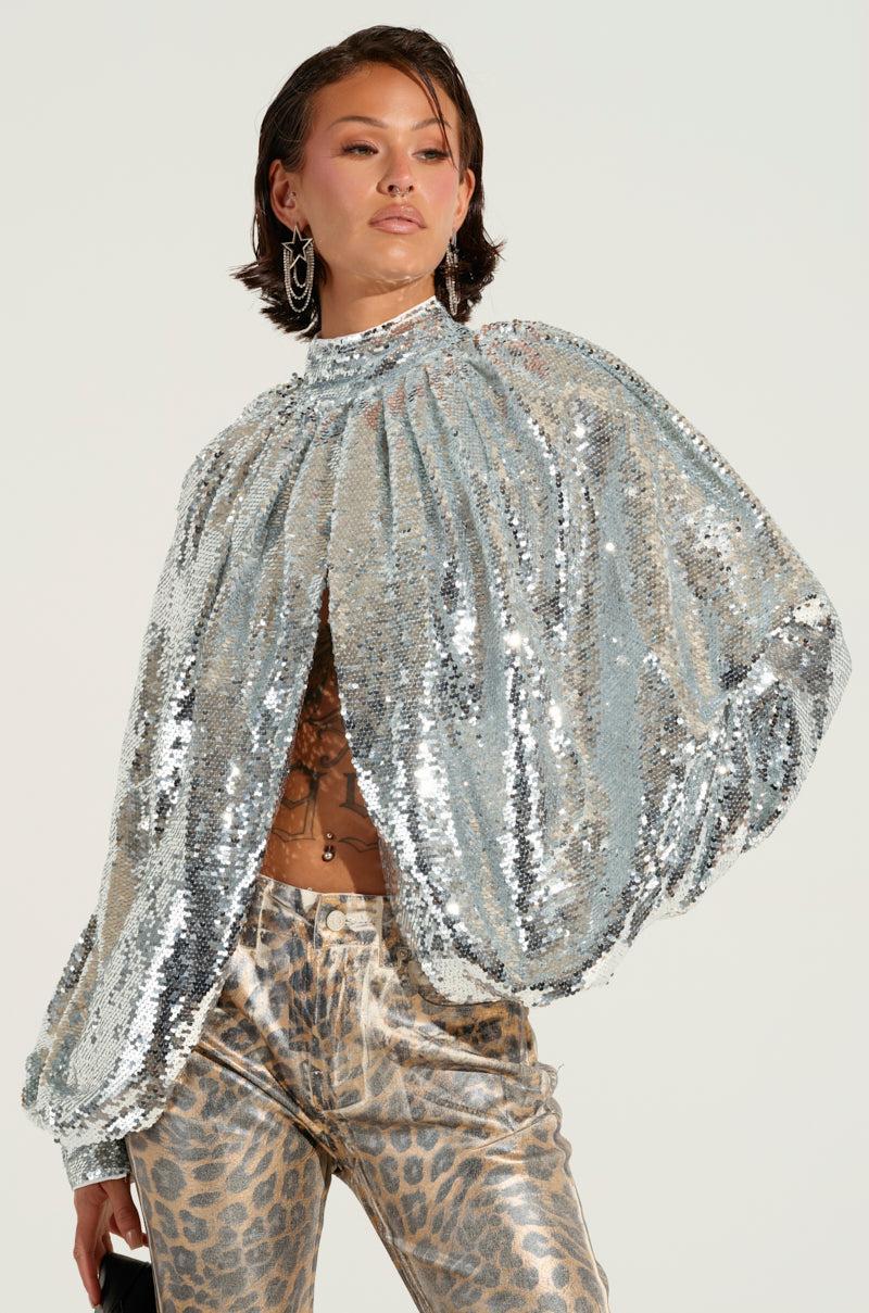 MASTERPIECE SEQUIN PUFF SLEEVE TOP Product Image